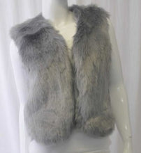 Load image into Gallery viewer, Faux Fur Vest In Grey Short Length - Tracey Glynn Fashions
