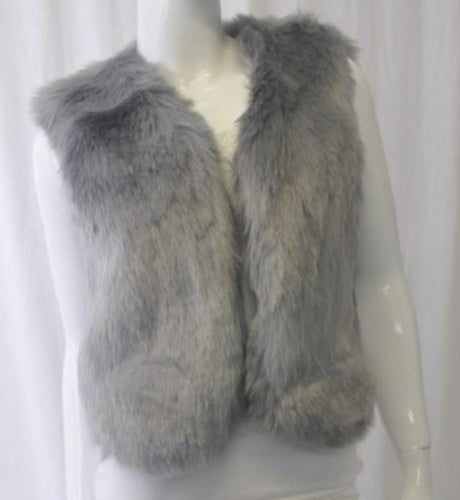 Faux Fur Vest In Grey Short Length - Tracey Glynn Fashions