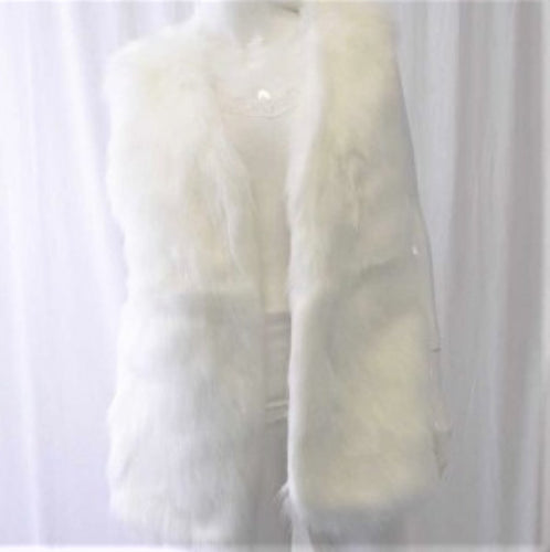 White Long Faux Fur Vest - Tracey Glynn Fashions