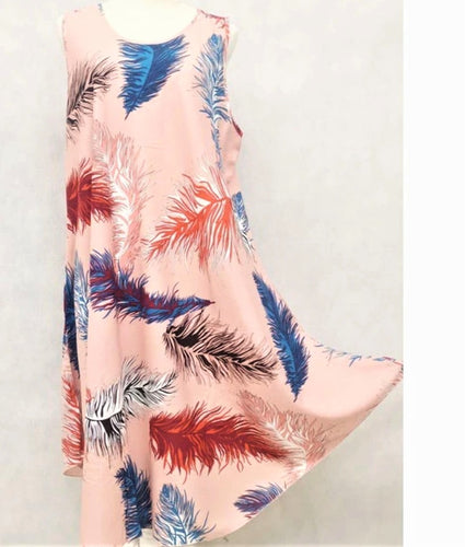 Maxi Dress Free Size Feather Print. - Tracey Glynn Fashions
