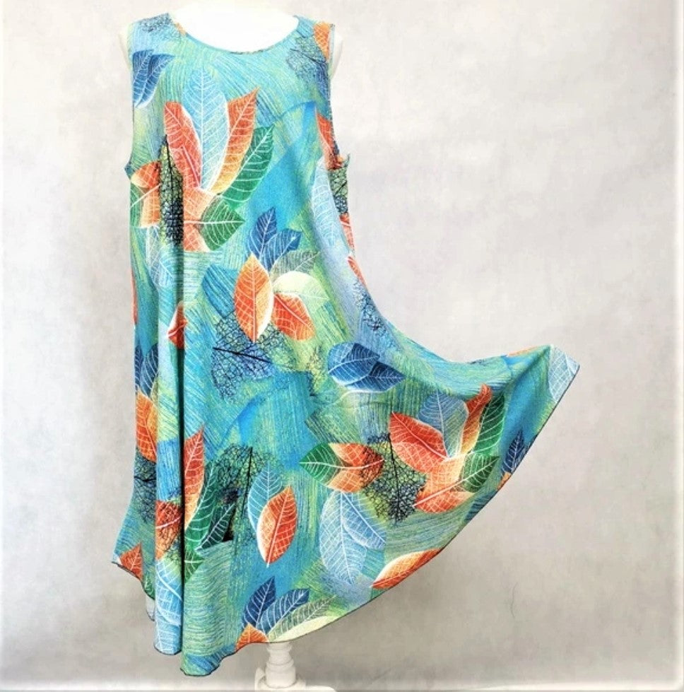 Maxi Dress Free Size Leaf Print - Tracey Glynn Fashions