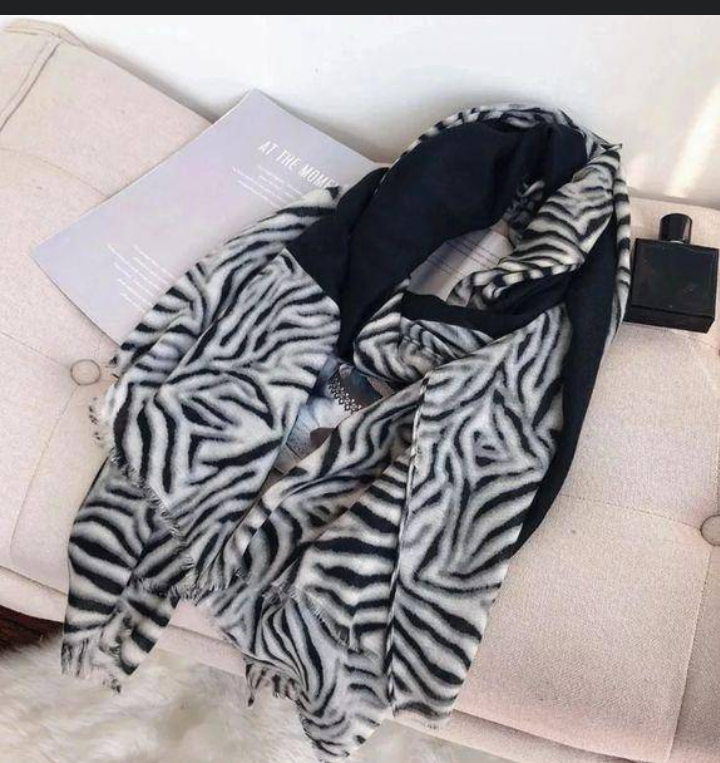Black & White Leopard print scarf - Mitten & Me Fashions 