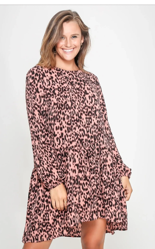 Leopard Dress in Blush - Mittens and Me Fashions 