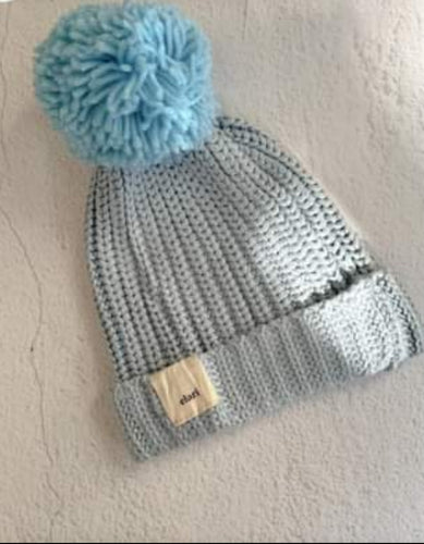 Blue chunky knit beanie - Mittens and Me Fashions 