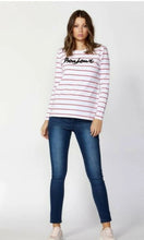 Load image into Gallery viewer, BONJOUR! RED/WHITE STRIPE TOP - Mittens and Me Fashions 
