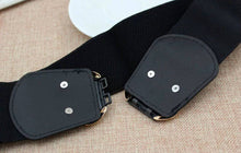 Load image into Gallery viewer, Black Belt With Stretch With Large Gold Square Buckle - Tracey Glynn Fashions
