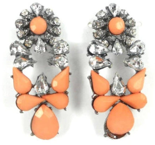 Earrings Drop Pink Crystal Flower Design. - Tracey Glynn Fashions