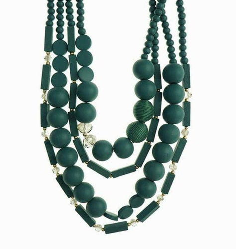 Necklace Beaded Chunky Long Teal Over Sized Necklaces - Tracey Glynn Fashions