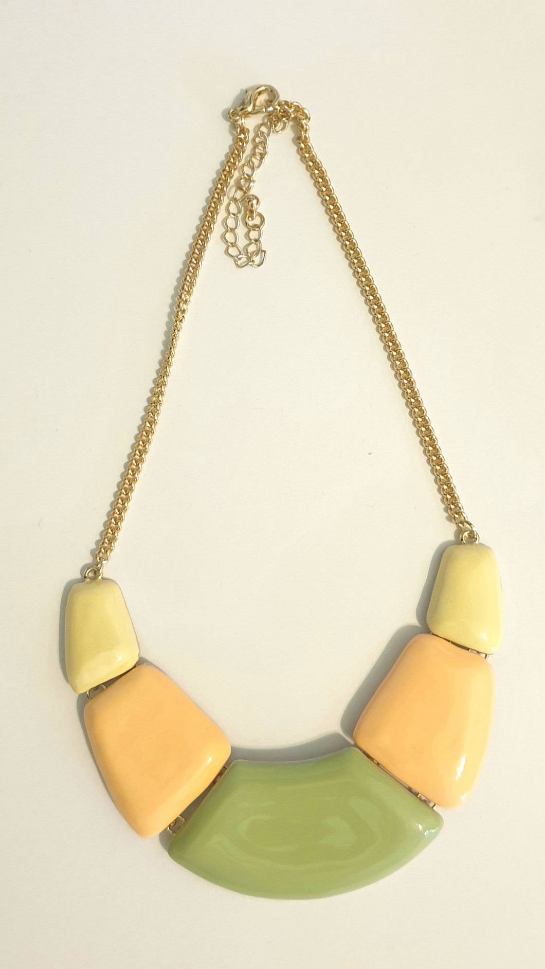 Necklace Chunky Multi Coloured And Gold Chain Short Length - Tracey Glynn Fashions