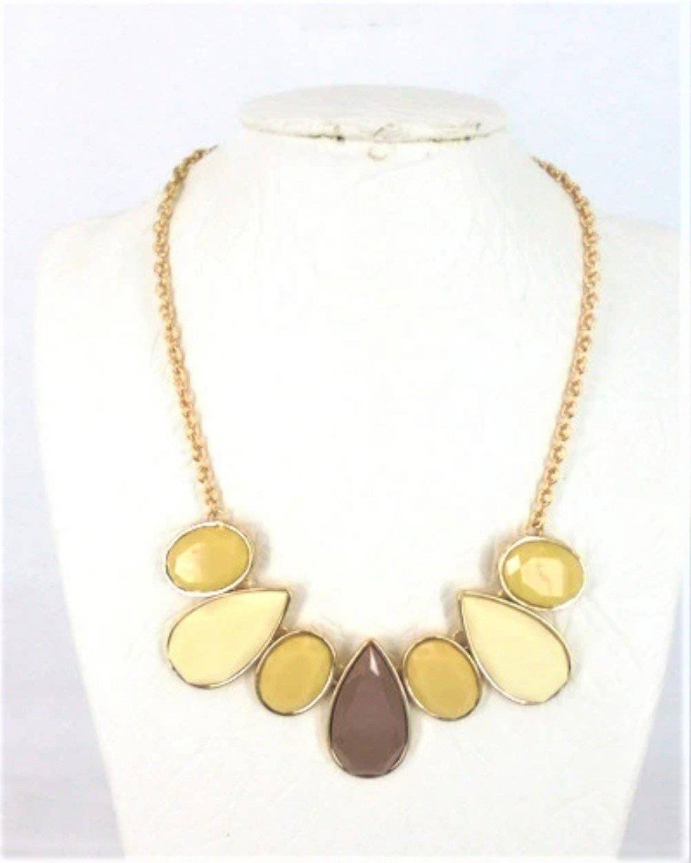 Necklace Gold Brown Cream Long Length - Tracey Glynn Fashions