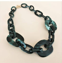 Load image into Gallery viewer, Necklace Short Green Marble Linked Chunky Resin Women&#39;s Fob Closure - Tracey Glynn Fashions
