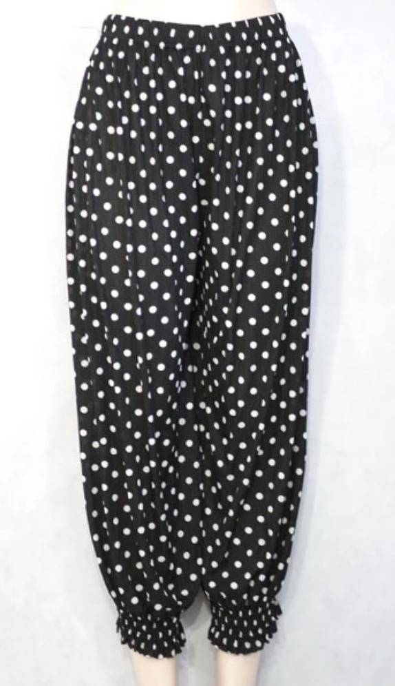 Pants One Size Stretch Black Pant Cotton 3/4 Pant Poker Dot Or Stripes Light Fabric. - Tracey Glynn Fashions