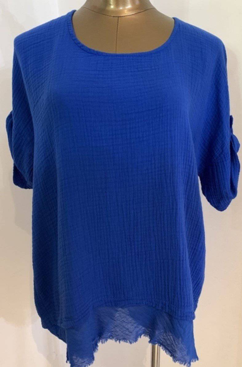 Cotton Top In Royal Blue MADE IN ITALY - Tracey Glynn Fashions