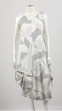 Load image into Gallery viewer, Dress Balloon Bottom Grey And White Cotton - Tracey Glynn Fashions
