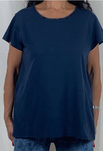 Load image into Gallery viewer, Short Sleeve Cotton t-Shirt In Navy MADE IN ITALY - Tracey Glynn Fashions
