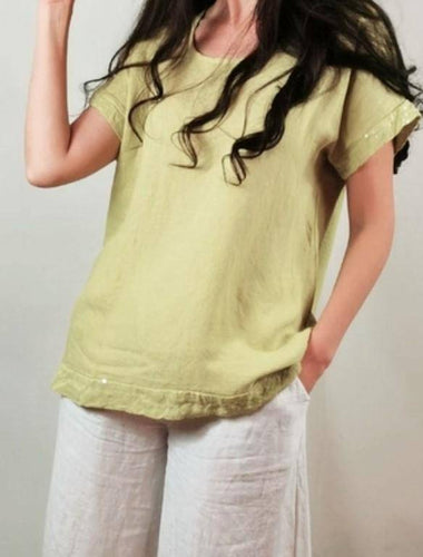 Shirt In Lime Green With Sequins MADE IN ITALY - Tracey Glynn Fashions