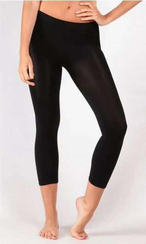 Leggings Black 3/4 Light Weight Soft Stretchy Tights Micro Fibre - Tracey Glynn Fashions