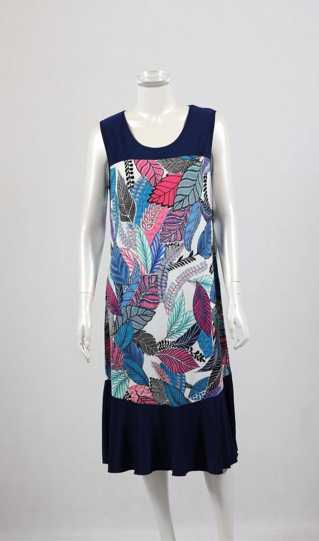 Dress Tunic Navy and Floral Sleeveless - Tracey Glynn Fashions