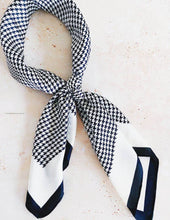 Load image into Gallery viewer, Silk Feel Scarf Houndstooth Black And White - Tracey Glynn Fashions
