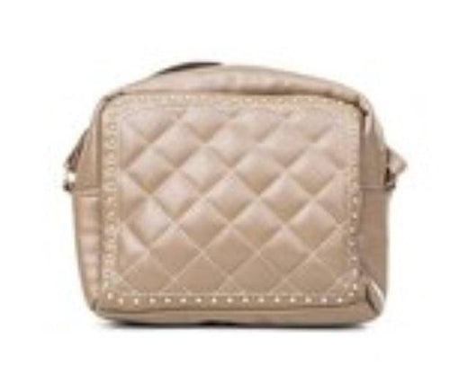 Small handbag Tan Colour With Quilted And Gold Front - Tracey Glynn Fashions