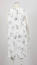 Load image into Gallery viewer, Tunic Maxi Dress White Sleeveless With Black Print With Pockets - Tracey Glynn Fashions
